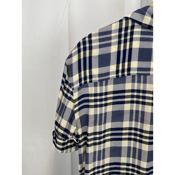 BAUM UND PFERDGARTEN 34 Plaid Moanna Button Shirt Short Sleeve Silk Viscose Blue - Picture 7 of 10